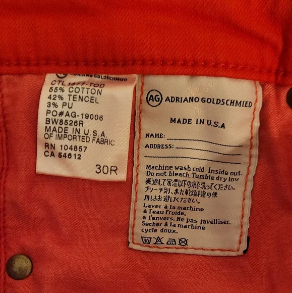 AG Adriabo Goldschmied  Vibrant Red Pants 30 - Picture 6 of 13